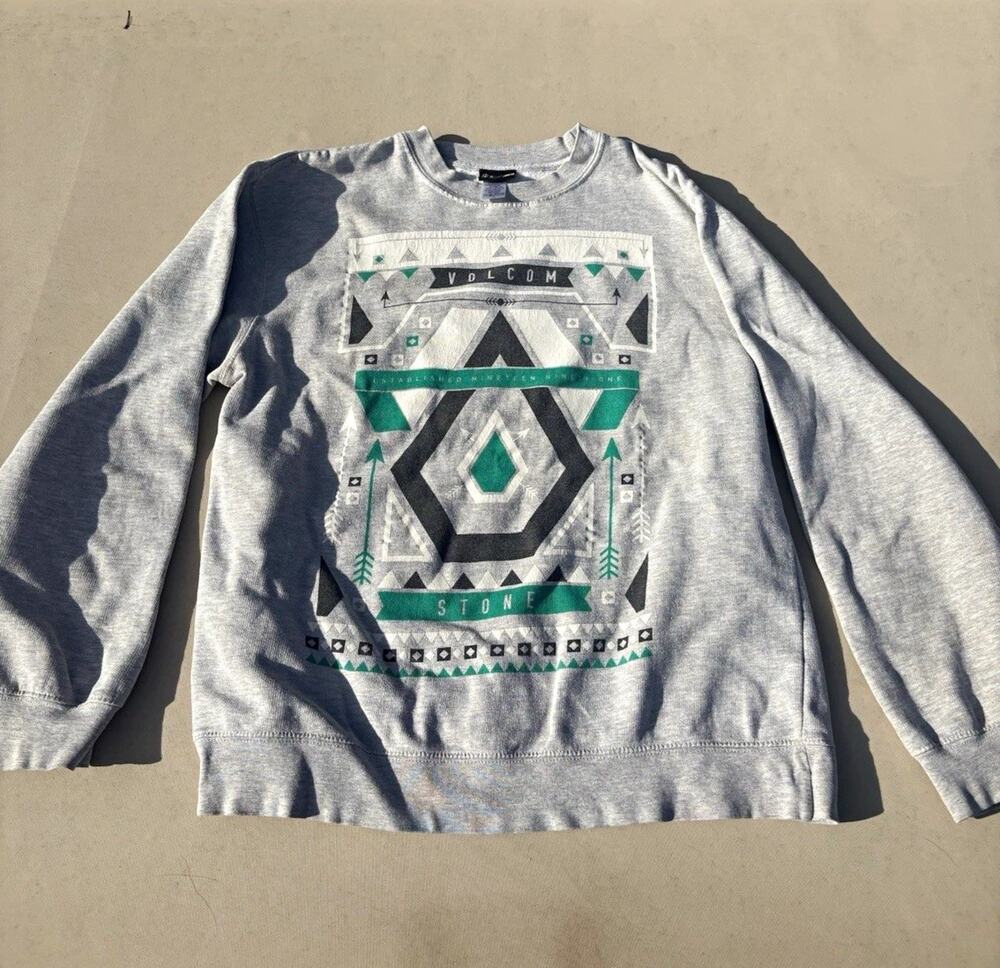 Vintage Volcom Stone Retro 90s Gray Men's Size Large Crewneck Sweatshirt